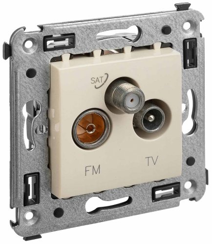 Розетка TV+FM+SAT Оконечная без рамки DKC Avanti 3-м. ванильная дымка картинка